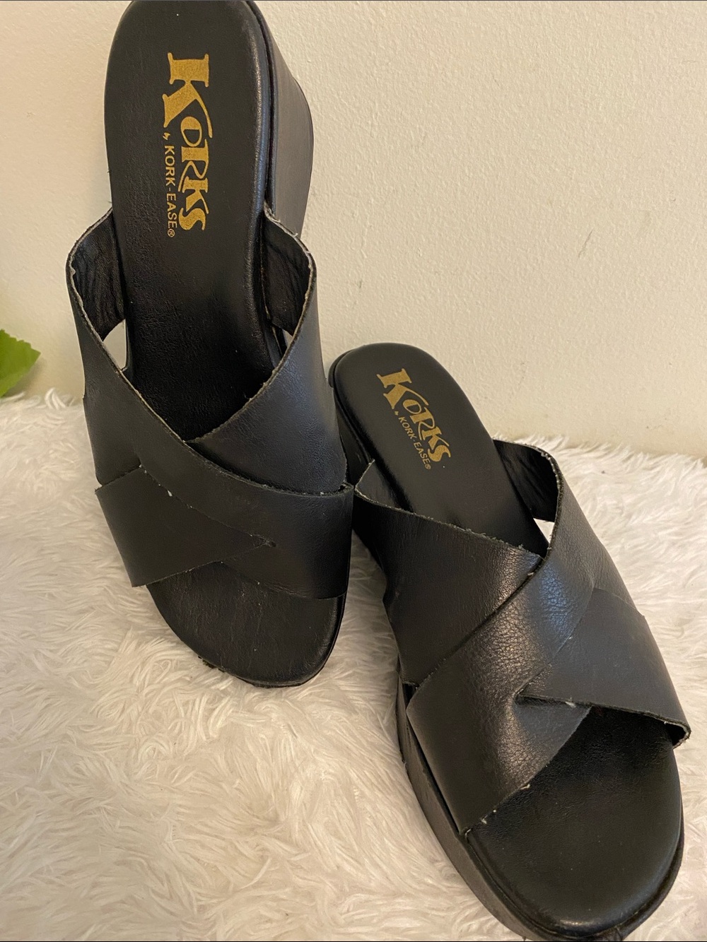 Kork-Ease Black Crossover Slide Wedge Mules - Picture 5 of 13